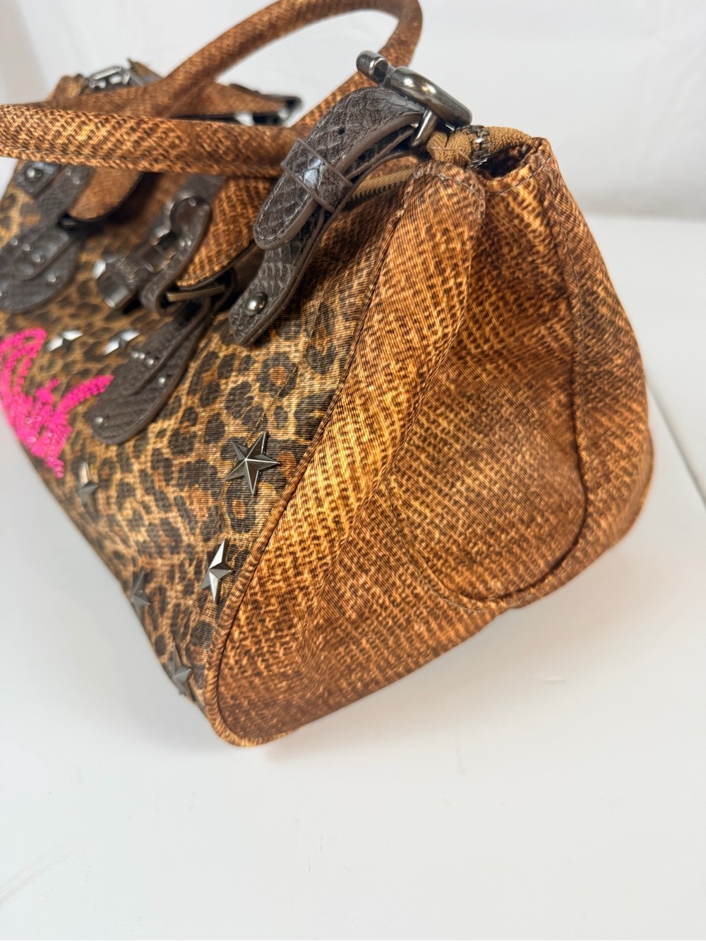 Von Dutch Bree Leopard Print Top-Handle Bag Y2K NWT - Picture 3 of 5
